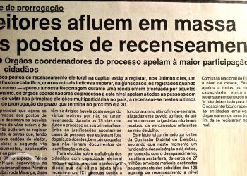 Na fase de prorrogação: Eleitores afluem em massa aos postos de recenseamento – 17 de Agosto de 1994