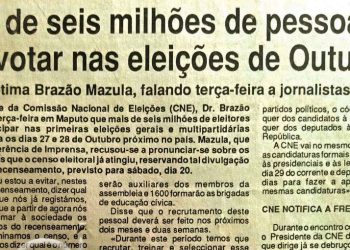 Mais de seis milhões de pessoas irão votar nas eleições de Outubro – 18 de Agosto de 1994