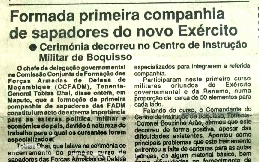Formada primeira companhia de sapadores do novo Exército – 14 de Julho de 1994