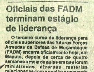 Oficiais das FADM terminam estágio de liderança – 22 de Julho de 1994