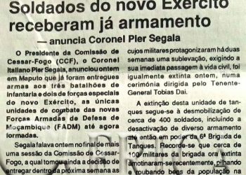 Soldados do novo Exército receberam já armamento – 09 de Agosto de 1994