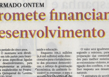 Em acordo firmado ontem: EUA promete financiamento para o desenvolvimento – 01 de Abril de 2022