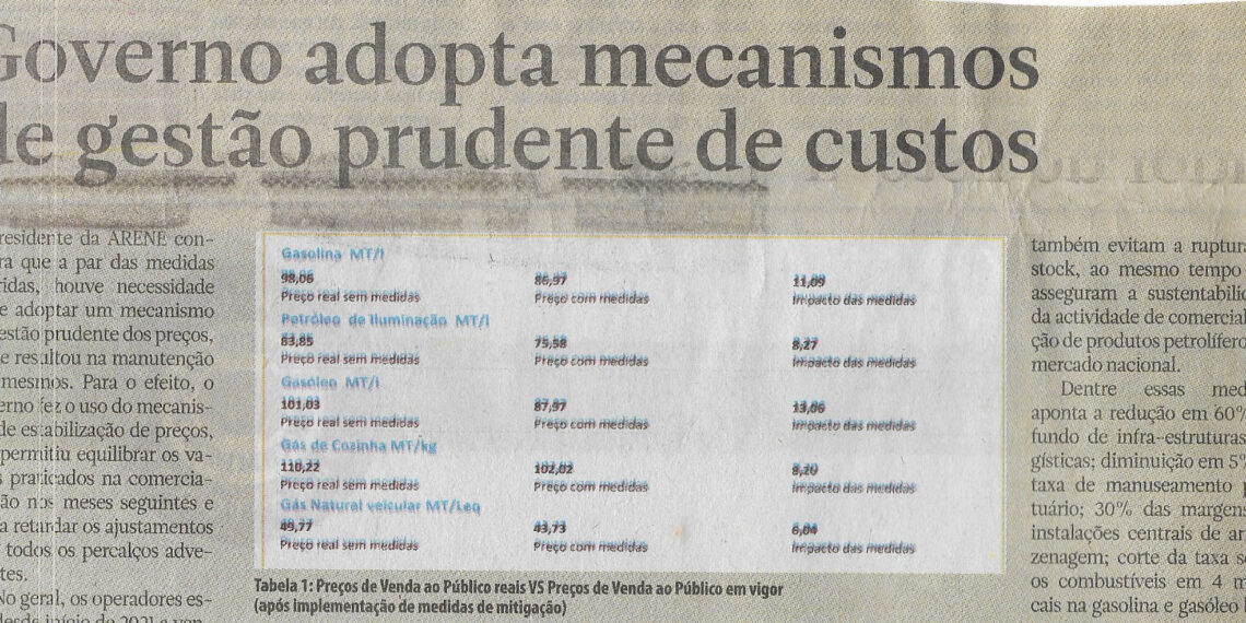 Governo adopta mecanismos de gestão prudente de custos – 06 de Julho de 2022