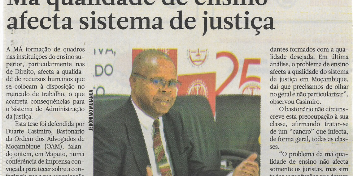 Segundo Bastonário da Ordem dos Advogados: Má qualidade de ensino afecta o sistema de justiça – 09 de Junho de 2022