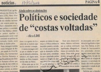 Ainda sobre as abstenções: Políticos e sociedade de “costas voltadas” – 17 de Dezembro de 2004