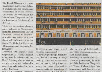 Health ministry the most transparent public institution in Mozambique – MISA – 04 de Outubro de 2022 (Magazine Independente)