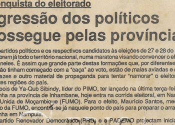 A conquista do eleitorado: Digressão dos políticos prossegue pelas províncias – 06 de Outubro de 1994 (Jornal Notícias)