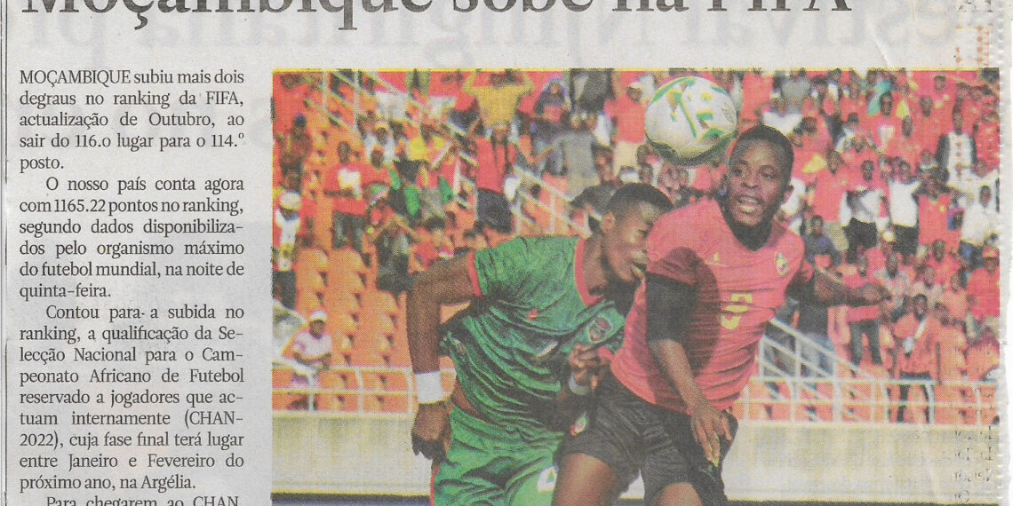 Moçambique sobe na FIFA – 08 de Novembro de 2022 (Jornal Notícias)