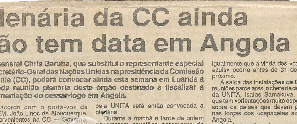 Plenária da CC ainda não tem data em Angola – 08 de Dezembro de 1994 (Jornal Notícias)