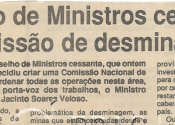 Conselho de Ministros cessante cria comissão de desminagem – 07 de Dezembro de 1994 (Jornal Notícias)