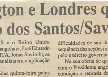Washington e Londres querem encontro dos Santos/Savimbi – 10 de Dezembro de 1994 (Jornal Notícias)