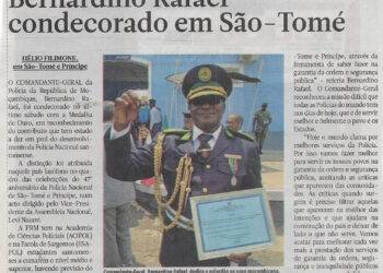 Bernardino Rafael: condecorado em São-Tomé – 29 de Agosto de 2022 (Jornal Notícias)