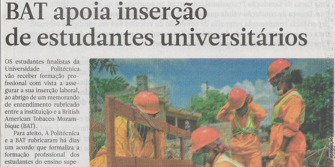 No mercado laboral: BAT apoia inserção de estudantes universitários – 23 de Agosto de 2022 (Jornal Notícias)