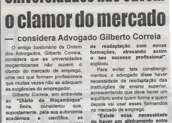 Universidades não ouvem o clamor das Universidades – considera Advogado Gilberto Correia – 27 de Setembro de 2022 (Diário de Moçambique)