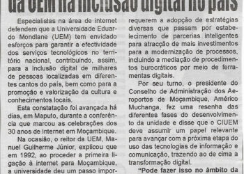 Especialistas reconhecem contributo da UEM na inclusão digital no país – 23 de Dezembro de 2022 (Diário de Moçambique)