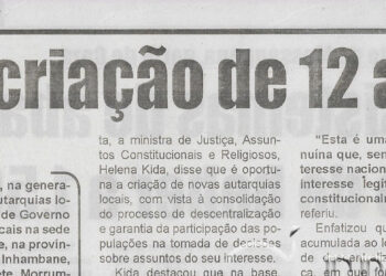 AR aprova criação de 12 autarquias – 15 de Dezembro (Diário de Moçambique)