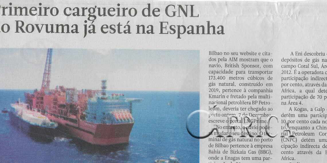 Primeiro cargueiro de GNL do Rovuma já está na Espanha – 08 de Dezembro de 2022 (Jornal Notícias)