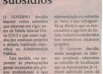 Tabela Salarial Única: Alterado decreto para salvaguardar subsídios – 17 de Novembro de 2022 (Jornal Notícias)