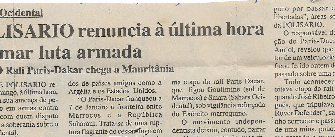 Sahara Ocidental: POLISARIO renuncia à última hora retomar luta armada – 09 de Janeiro de 2001 (Jornal Notícias)