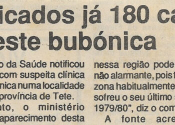 Notificados já 180 casos de peste bubónica – 08 de Outubro de 1994 (Jornal Notícias)