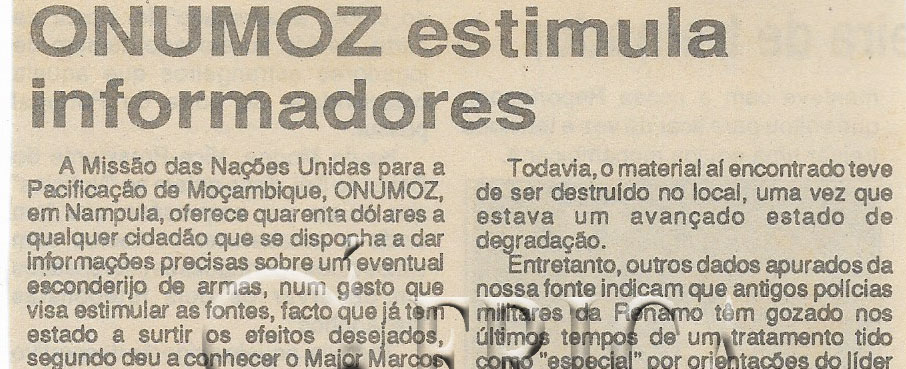 ONUMOZ estimula informadores – 22 de Novembro de 1994 (Jornal Notícias)