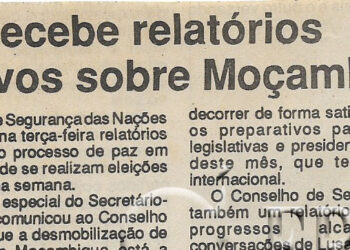 ONU recebe relatórios positivos sobre Moçambique – 20 de Outubto de 1997 (Jornal Notícias)