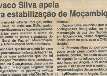 Cavaco Silva apela para estabilização de Moçambique – 15 de Outubro de 1994 (Jornal Notícias)