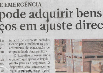 Situações de emergência: Saúde pode adquirir bens e serviços em ajuste directo – 08 de Dezembro de 2022 (Jornal Notícias)