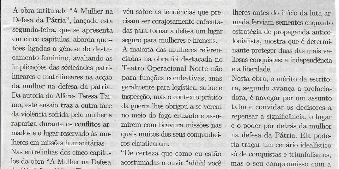 Mulher na defesa da pátria retratada em livro – 06 de Dezembro de 2022 (Magazine Independente)