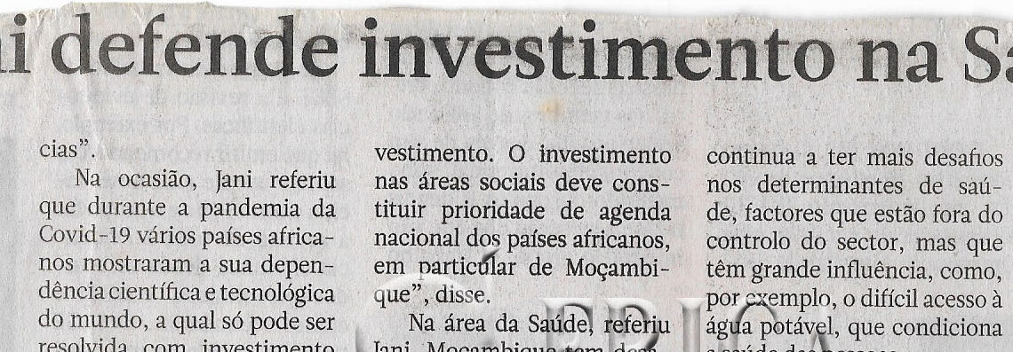 Ilesh Jani defende investimento na Saúde – 14 de Novembro de 2022 (Jornal Notícias)