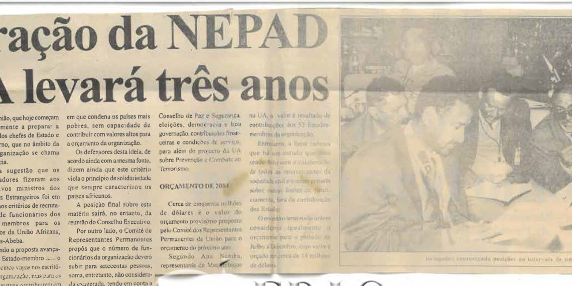 Integração da NEPAD na União Africana levará três anos – 07 de Julho de 2003 (Notícias)