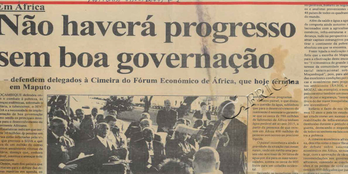 Em África: Não haverá progresso sem boa governação – 04 de Junho de 2004 (Notícias)