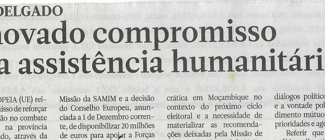 Cabo delgado: Renovado compromisso para assistência humanitária – 07 de Dezembro de 2022 (Notícias)