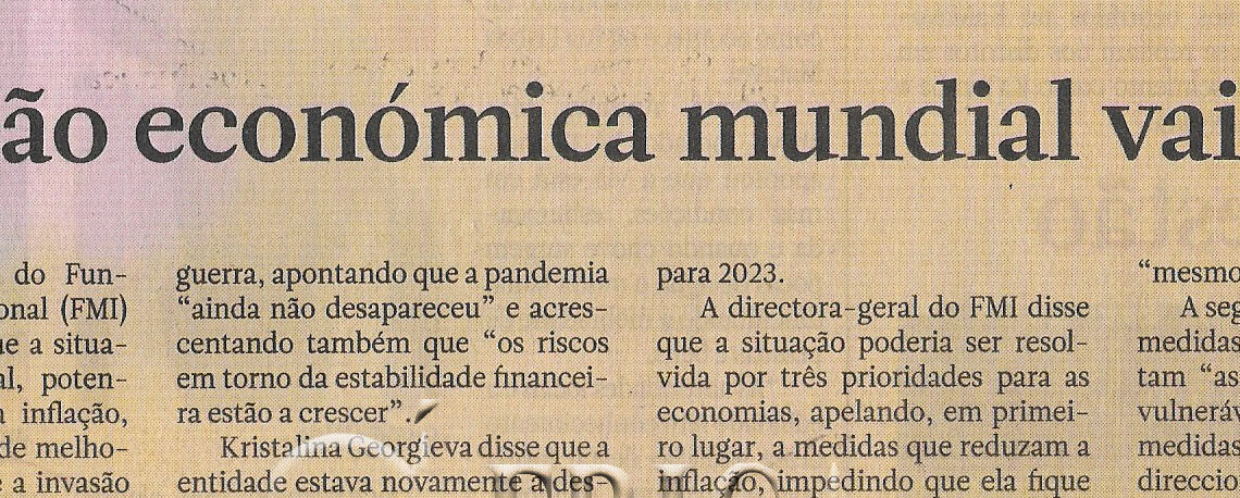 ALERTA FUNDO MONETÁRIO INTERNACIONAL (FMI): Situação económica mundial vai piorar – 10 de Outubro de 2022 (Notícias)