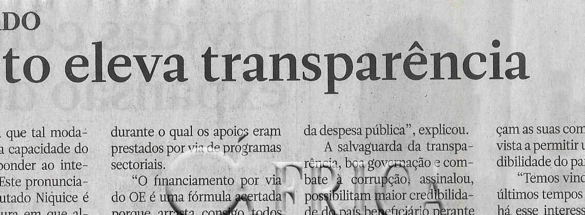 Orçamento do Estado: Apoio directo eleva transparência – 20 de Julho de 2023 (Notícias)