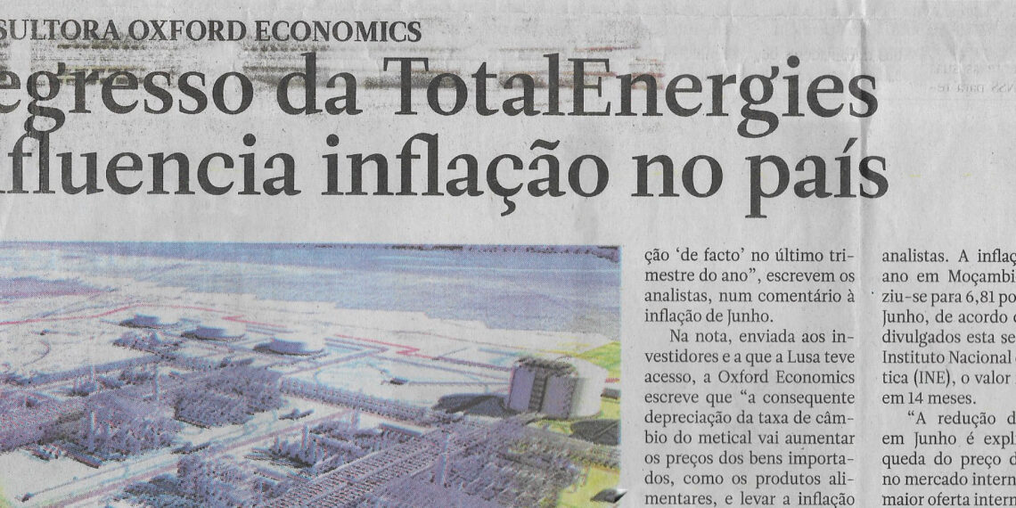 Consultora Oxford Economics: Regresso da TotalEnergies influencia inflação no país – 19 de Julho de 2023 (Notícias)