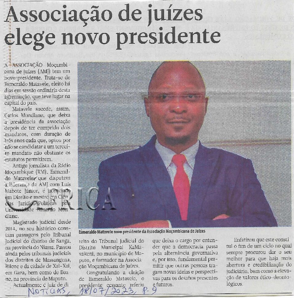 Associações de juízes elege novo presidente – 18 de Julho de 2023 (Notícias)