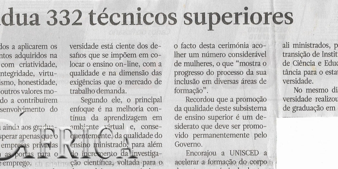 UNISCED gradua 332 técnicos superiores – 05 de Outubro de 2022 (Notícias)