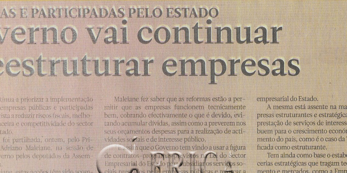 Públicas e participadas pelo Estado: Governo vai continuar a reestaurar empresas – 21 de Abril de 2022 (Notícias)