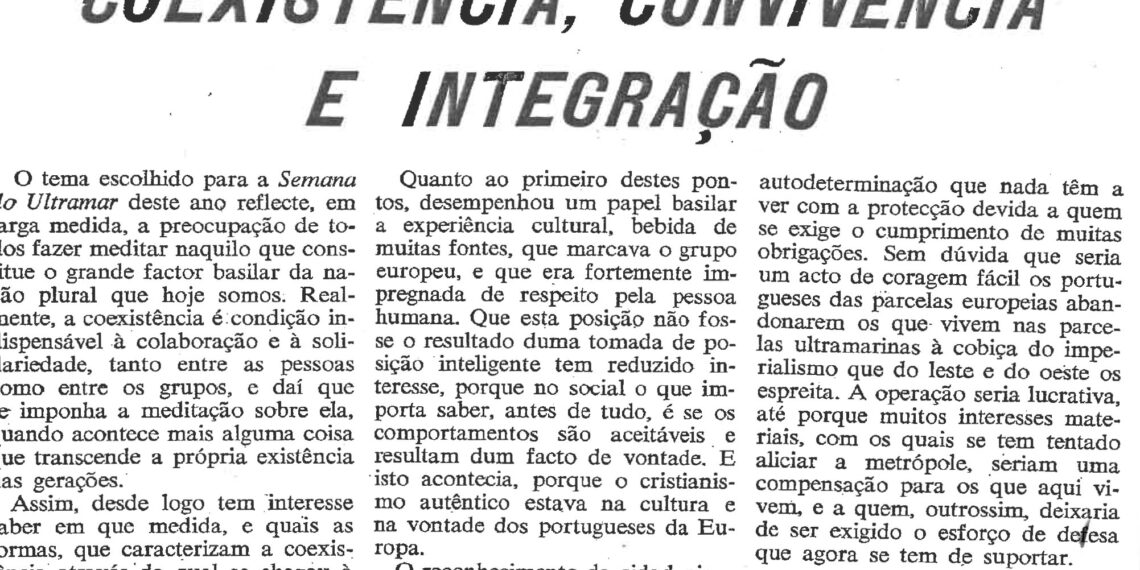 Da Metrópole: Coexistência, Convivência e Integração – 09 de Maio de 1964 (O Brado Africano)