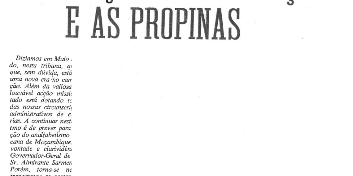 Divulgação de Instrução e as Propinas – 09 de Maio de 1964 (O Brado Africano)