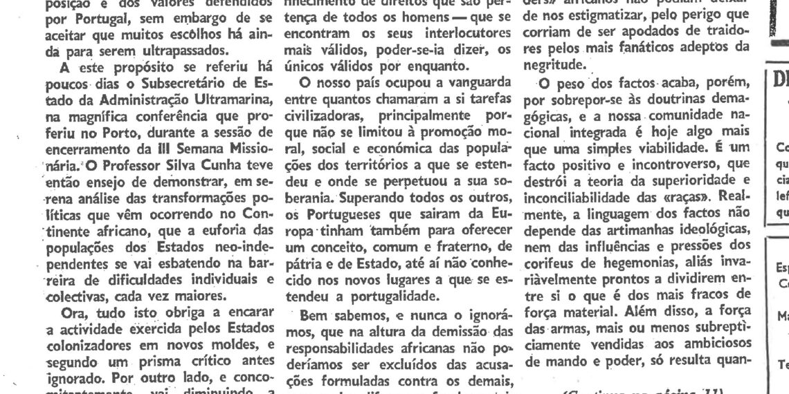 Da Metrópole: Atitude perante a Nova África – 13 de Junho de 1964 (O BRADO AFRICANO)