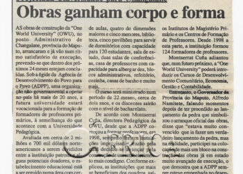 Projectada Universidade para Changalane: Obras ganham corpo e forma – 08 de Junho de 2002 (Notícias)