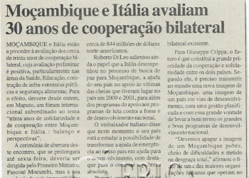Moçambique e Itália avaliam 30 anos de cooperação bilateral – 30 de Outubro de 2002 (Notícias)