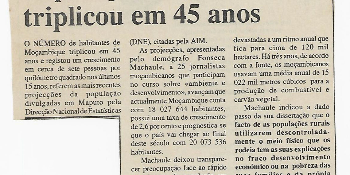 População moçambicana triplicou em 45 anos – 14 de Outubro de 1996 (Notícias)