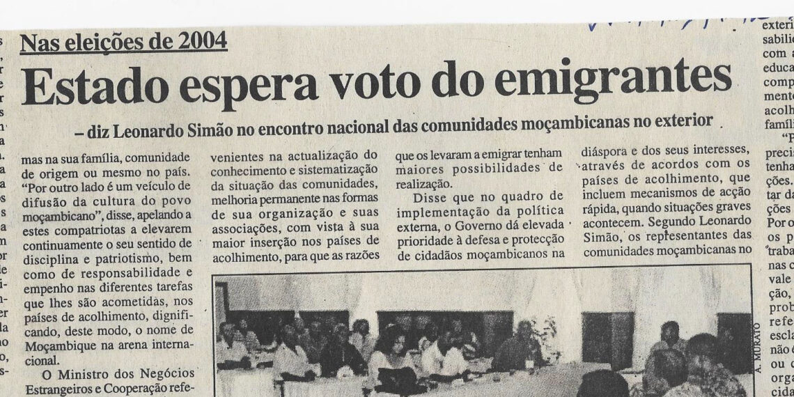 Nas eleições de 2004: Estado espera voto do emigrantes – diz Leonardo Simão no encontro nacional das comunidades moçambicanas no exterior – 19 de Dezembro de 2002 (Notícias)