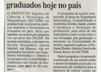 Primeiros médicos dentistas graduados hoje no país – 21 de Setembro de 2002 (Notícias)