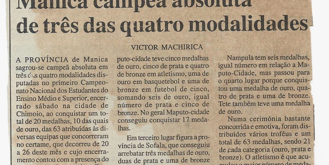 Campeonato de Ensino Médio e Superior: Manica campeã absoluta de três das quatro modalidades – 28 de Janeiro de 2002 (Notícias)