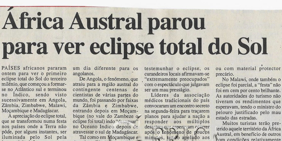 África Austral parou para ver eclipse total do Sol – 22 de Junho de 2001 (Notícias)