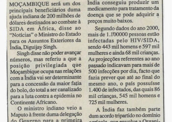 Índia pronta a apoiar lita contra a SIDA – 11 de Dezembro de 2002 (Notícias)